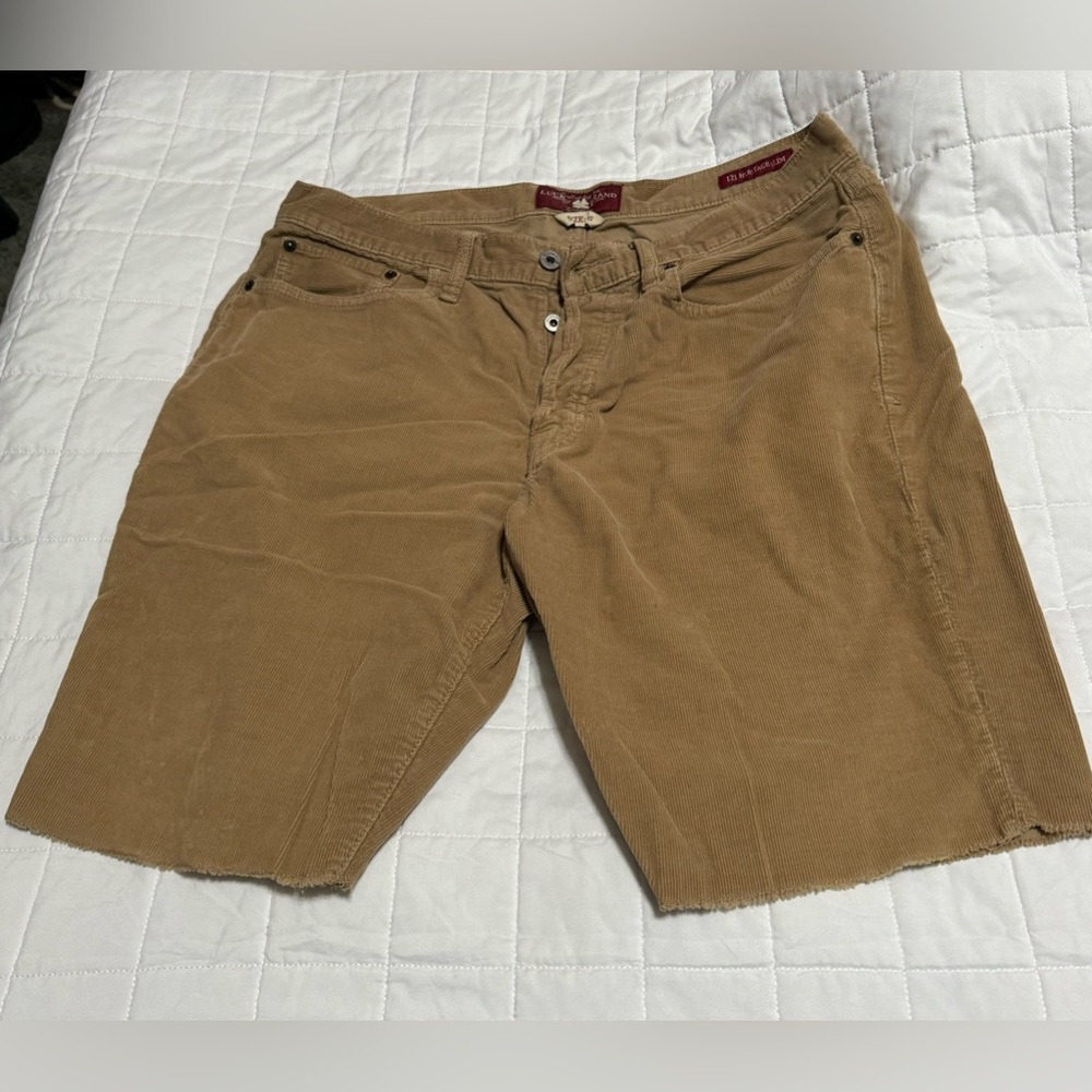 Lucky Brand - tan corduroy button fly cut off shorts